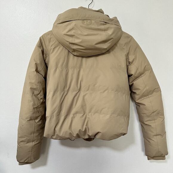 Lululemon Slush Hour Hooded Down Jacket Size 4 Trench Beige Cropped Waterproof - Picture 3 of 14